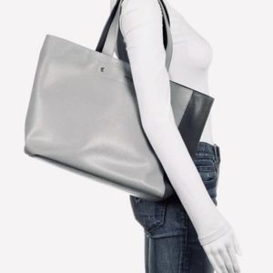 NWOT❣️FURLA Two-Tone Grey Expandable Leather Tote